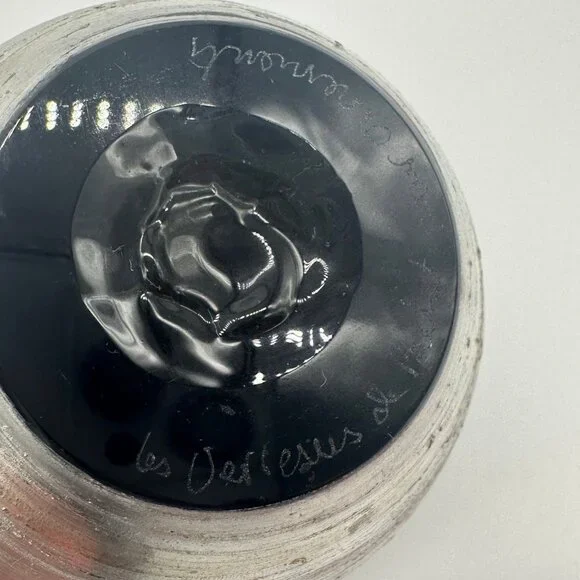 Art Glass Bowl Hand Blown Brehat France Signed Smoke Gray Silver Artsian Made - Picture 7 of 10